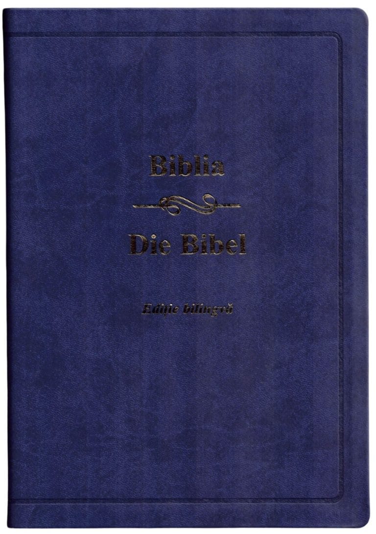Biblie bilingvă Română-Germană Albastru
