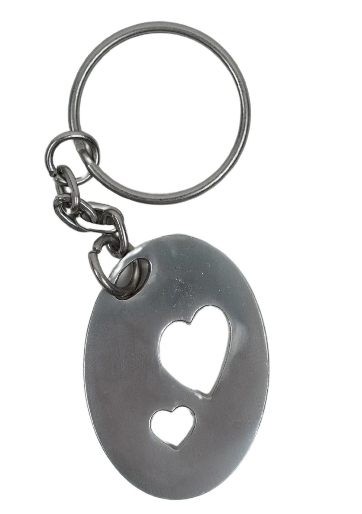 21 Breloc metalic oval cu inimioare - imagine 1
