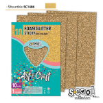 Hârtie buretată, adezivă, glitter, aurie, 10 buc/set