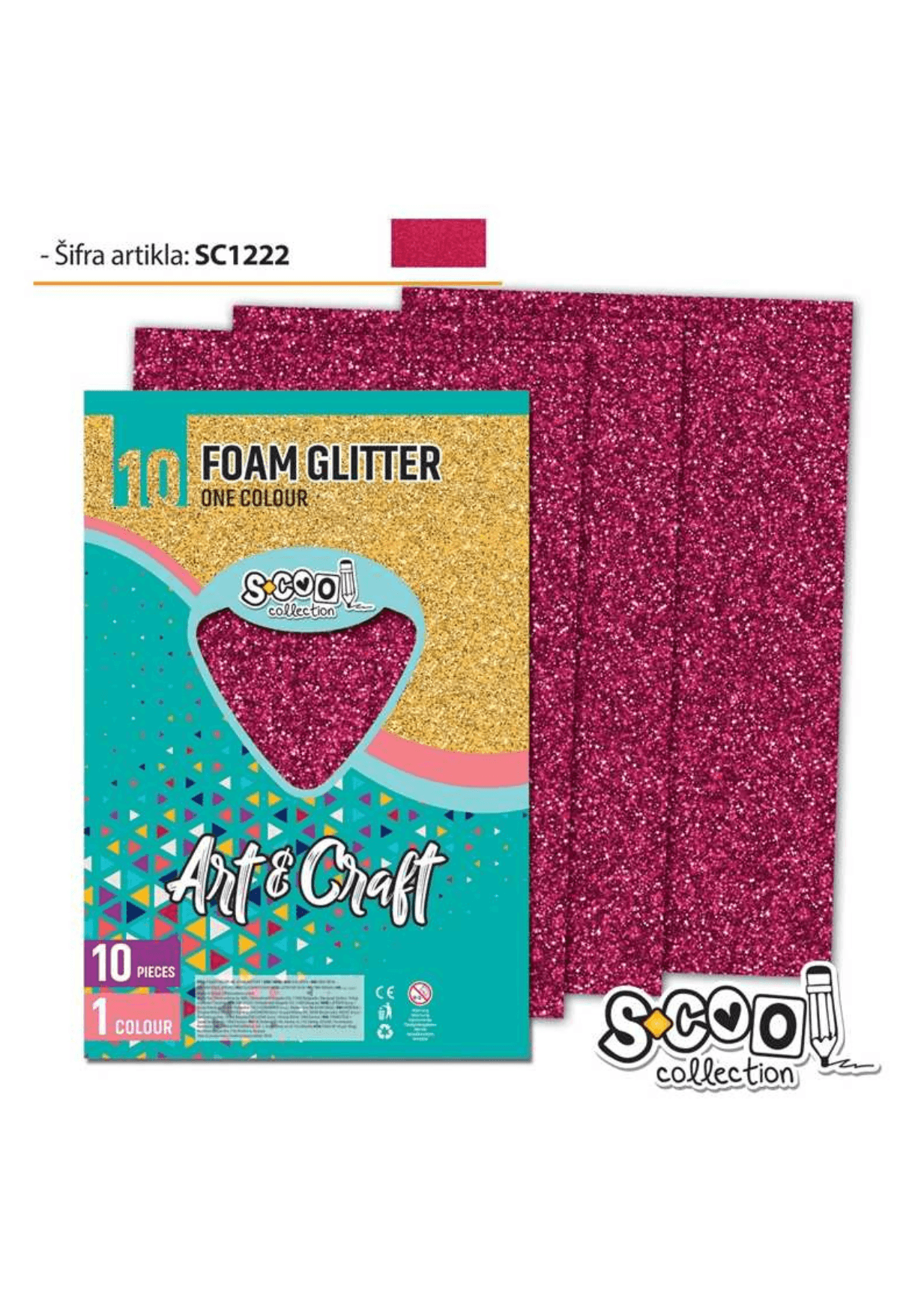 Hârtie buretată, glitter, rubiniu Hârtie buretată, glitter, rubiniu, 10 buc/set, 20x30 cm - imagine 1