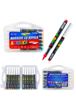 Markere cu vopsea acrilică 12 Culori cu vârf tip pensulă