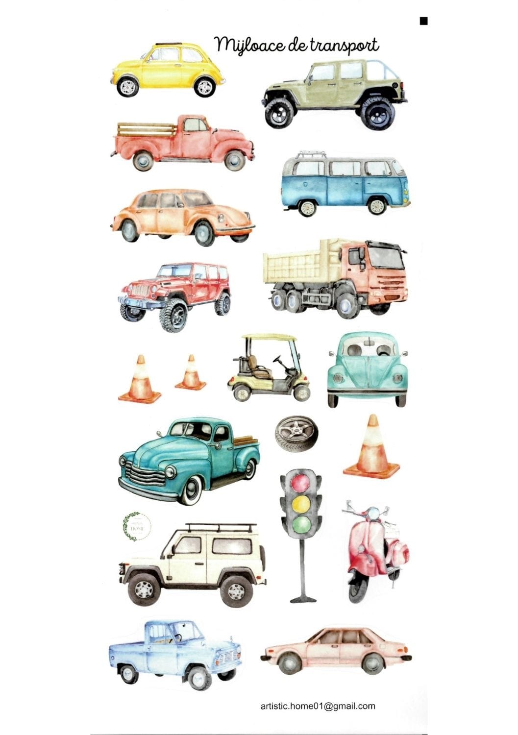 Abtibilde - Mijloace de transport Abțibilduri educative Mijloace de transport - imagine 1