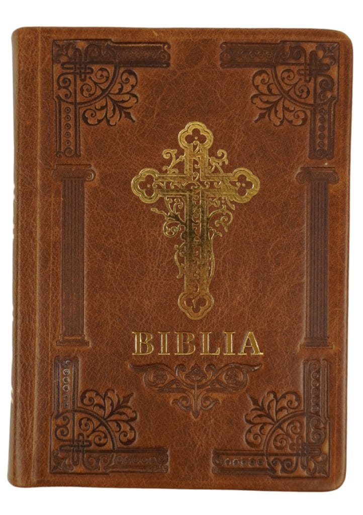Biblia ortodoxă Mare Handmade din Piele Naturală 073 IBT Maro