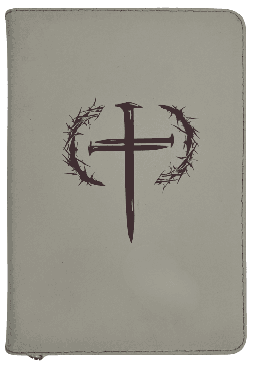 Biblie medie ZTI Crem cu Cruce și coroană de spini - Piele naturală
