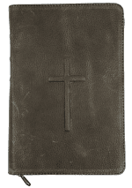 Biblie mare ZTI Maro închis cu Cruce - Piele naturală