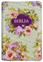 Biblie medie Verde cu Mov floral ZTI