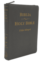 Biblie bilingvă romană-engleză Medie Gri
