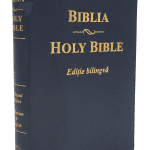 Biblie bilingvă romană-engleză Medie Albastru Navy