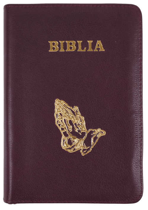 Biblie medie 057 ZTI Visiniu inchis Maini in rugaciune