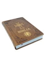 Biblie ortodoxă A4 maro cu cruce aurie - imagine 2