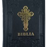 Biblie ortodoxă 073 neagră cu cruce margini albe