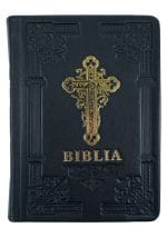 Biblie ortodoxă 073 neagră cu cruce margini albe