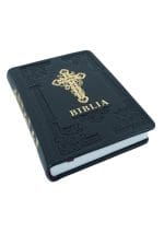 Biblie ortodoxă 073 neagră cu cruce margini albe - imagine 2