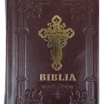 Biblie ortodoxă 073 vișiniu închis cu cruce margini albe