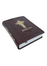 Biblie ortodoxă 073 vișiniu închis cu cruce margini albe - imagine 2