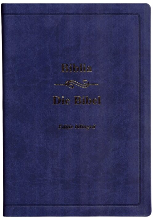 Biblie bilingvă Română-Germană Albastru