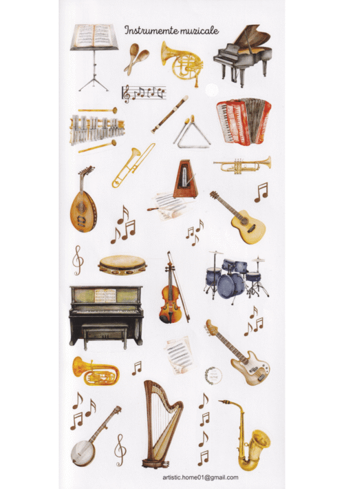 Abțibilduri educative Instrumente muzicale